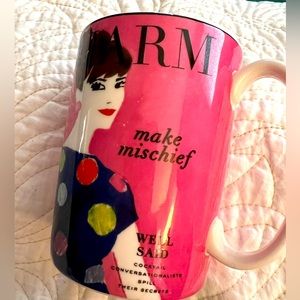 Kate Spade CHARM Make Headlines Mischief Well Said Coffee Mug Tea Cup Lenox Pink